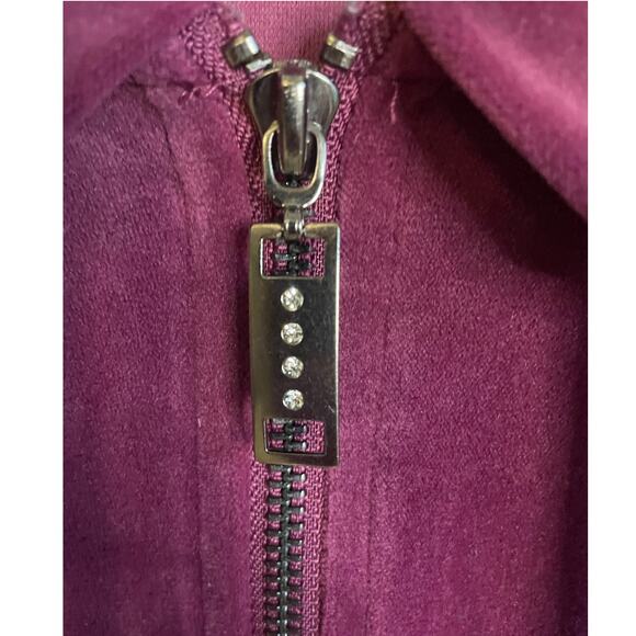 Cable & Gauge Studio Velvet Hoodie Jacket Full Zip Sz M Pockets Y2K Raspberry - Picture 5 of 10